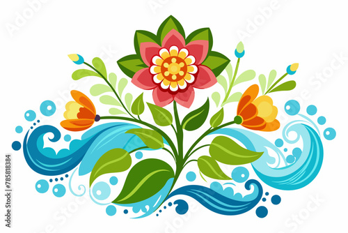 Charming flower ornament adorns with vibrant blooms against a pristine white backdrop.