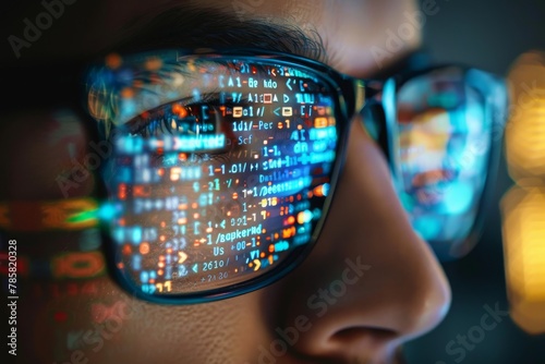 Reflection of digital data on glasses screen