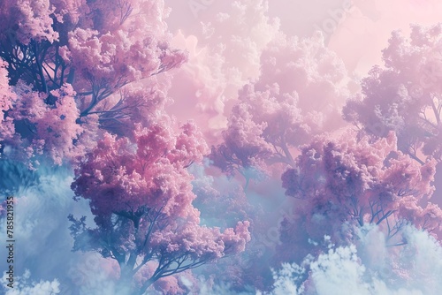 enchanting pastel colored landscape in dreamy cotton candy world generative ai art