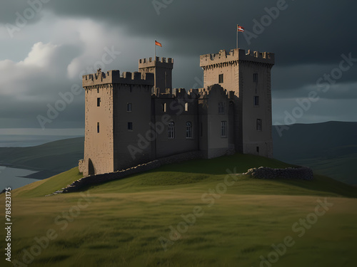 Celtic Castle on a Grassy Hill