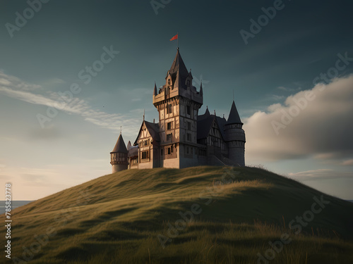 Celtic Castle on a Grassy Hill