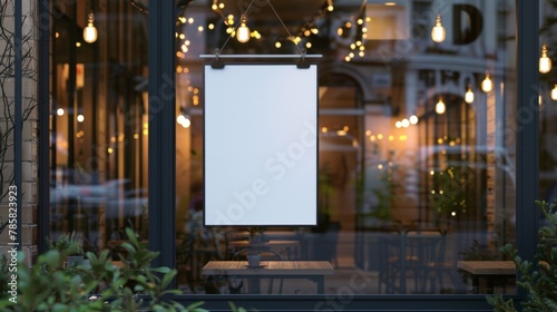 Blank mockup of a doublesided hanging sign ideal for storefronts. .