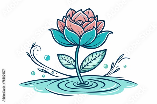 Line art flower illustration with delicate floral details in a charming and minimalist style.