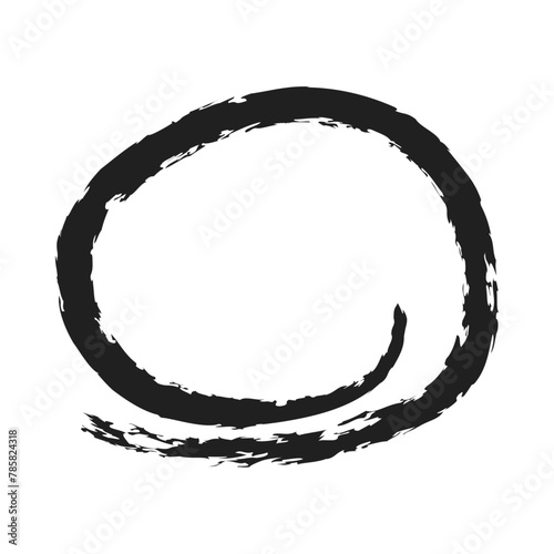 Handdrawn doodle grunge circle highlights. Charcoal pen round ovals. Marker scratch scribble inrounder. Round scrawl frames. freehand painted circular note. brush strokes. Vector illustration