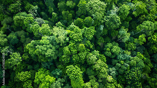 Aerial view of forestry green perennial tree