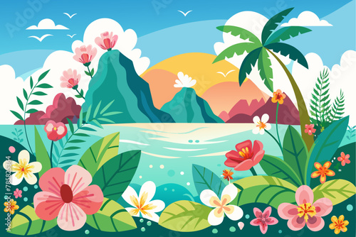 Charming ocean flowers bloom on a pure white backdrop.
