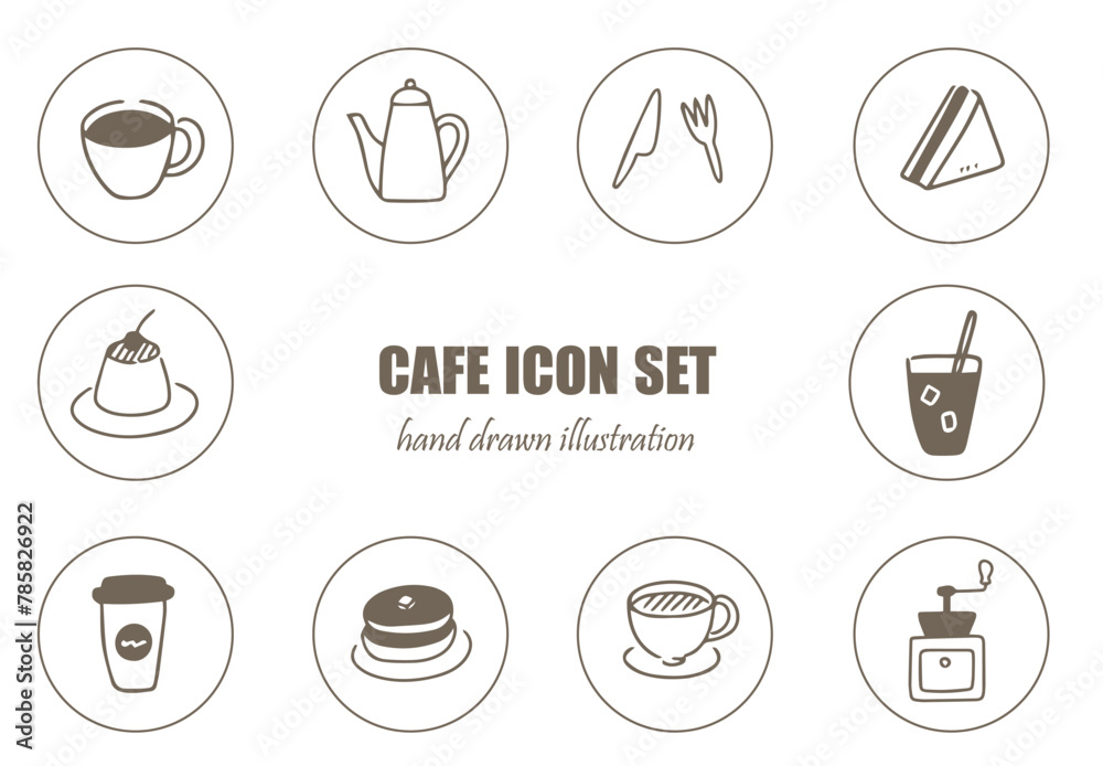 カフェの丸いアイコンセット カフェの丸いアイコンセット