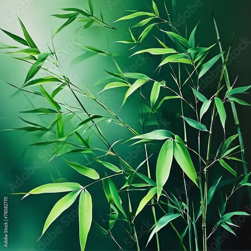 fresh bamboo forest with leaves