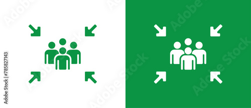 Green Assembly point sign. gathering point signboard, Assembly point icon, emergency evacuation icon symbol, assembly sign vector illustration in two tone background.