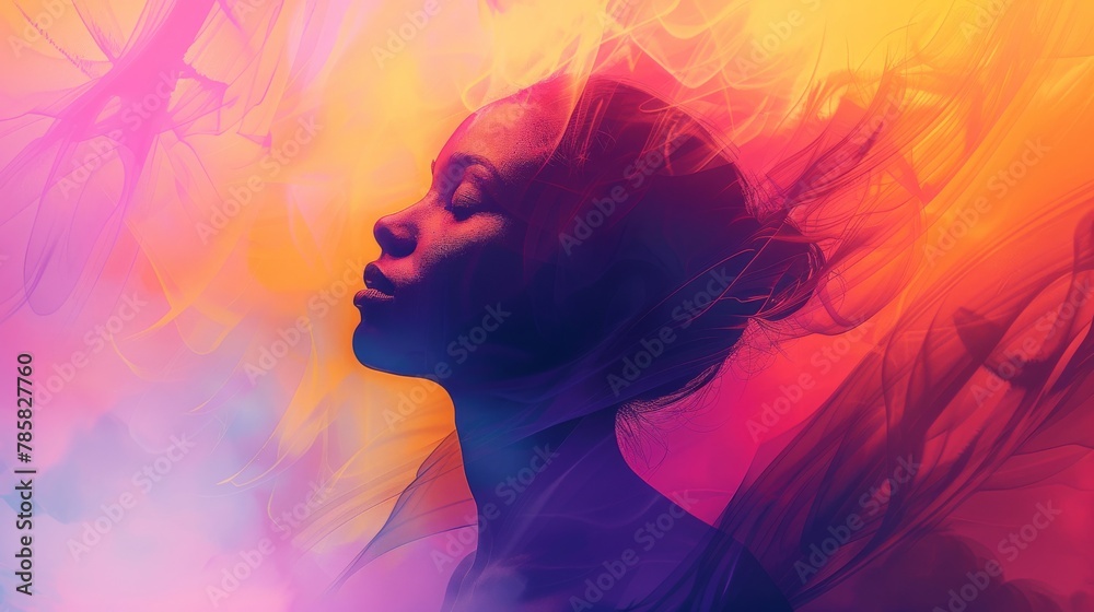 Ethereal Meditative Portrait with Soft Geometric Shapes Ethereal Meditative Portrait with Soft Geometric Shapes