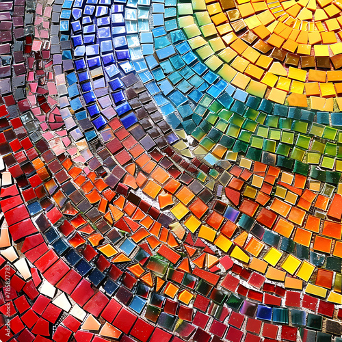 Closeup of colorful Mosaic tile art 