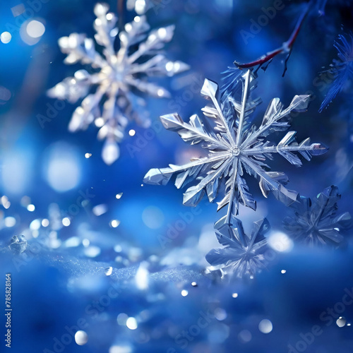 Beautiful blue snowflakes illustration