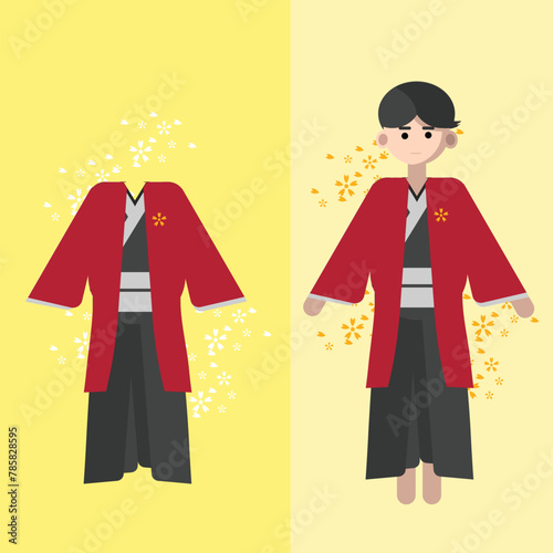 Kimono Haori Men Vector Flat Design Illustration