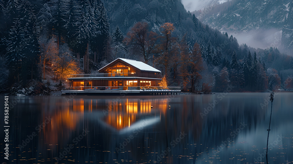 Fototapeta premium house on the river