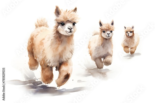 Alpaca. Hand drawn watercolor illustration isolated on white background