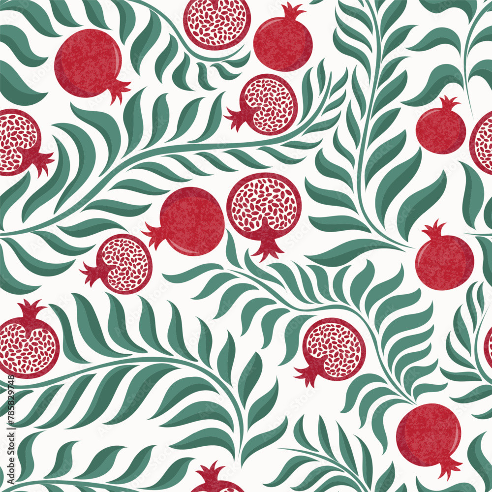pomegranate seamless pattern in flat vector pomegranate seamless pattern in flat vector