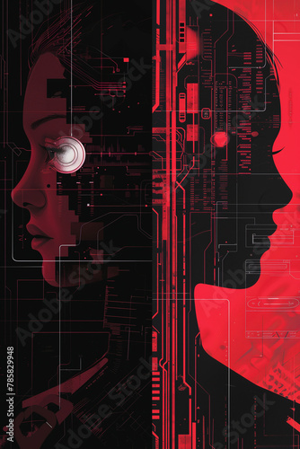 Futuristic image of AI, Humanoid robot