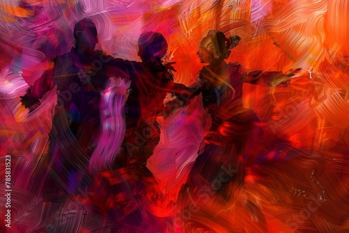flamenco passion abstracted fiery spanish dancers in vivid expressive brushstrokes digital painting photo