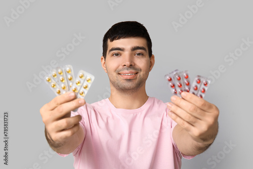 Young man with blisters of ...