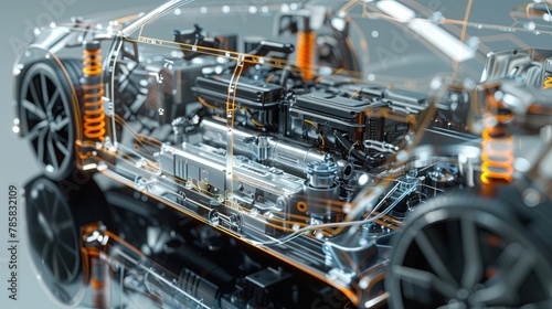 Cutaway View of an Electric Car Engine AI Image