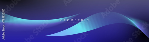 Abstract background with blue color glowing geometric wavy spiral lines particle. Modern minimal trendy shiny lines pattern. Vector illustration
