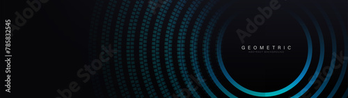 Big Data connection futuristic technology. Abstract background with blue glowing geometric circle lines. Vector illustration