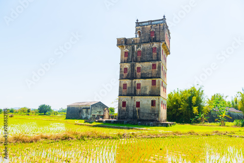 Diaolou Group in Zili Village, Kaiping Diaolou, Jiangmen, Guangdong, China photo