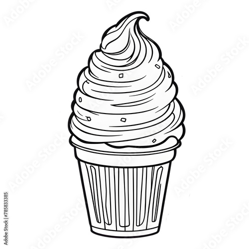 Ice Cream Coloring Book Page Transparent Background Generative AI
