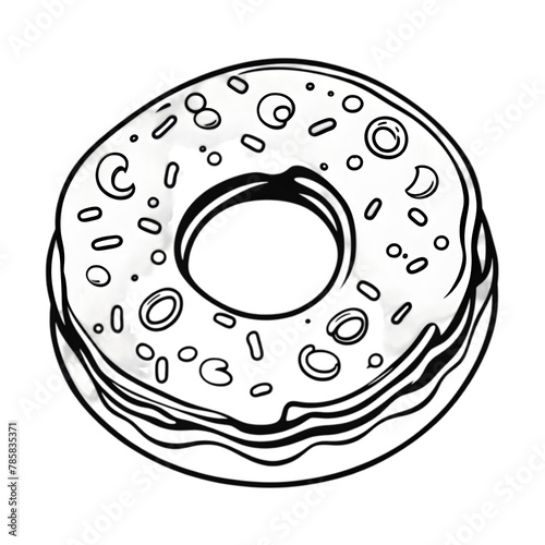 Donut Coloring Book Page Transparent Background Generative AI