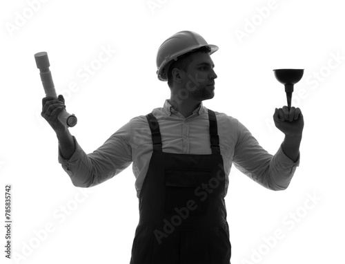Silhouette of male plumber ...