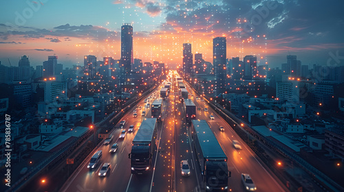 city at night, Smart transportation and intelligent communication