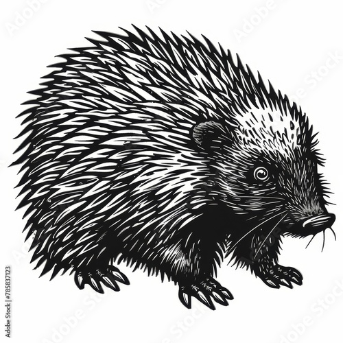 Engraving of a hedgehog