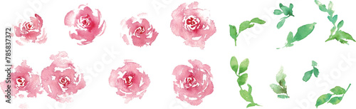 水彩画。水彩タッチの薔薇ベクターイラスト。水彩で描いたエレガントなバラ。母の日素材。Watercolor painting. Rose vector illustration with watercolor touch. Elegant rose painted with watercolor. Mother's day material.