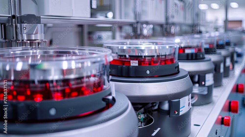 Energetic Laboratory Setting Centrifuges Spin Blood Samples with