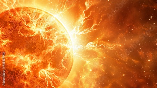 Close-up of a star, with its fiery surface and intense energy, illustrating the power and beauty of celestial objects.