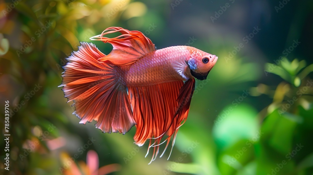 A betta fish flaring its gills and fins in aggression, showing its intimidating display. A betta fish flaring its gills and fins in aggression, showing its intimidating display.