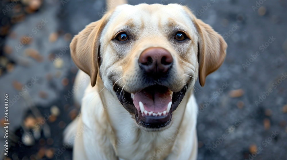 A joyful Labrador Retriever with a big smile, looking excited and full of energy. A joyful Labrador Retriever with a big smile, looking excited and full of energy.