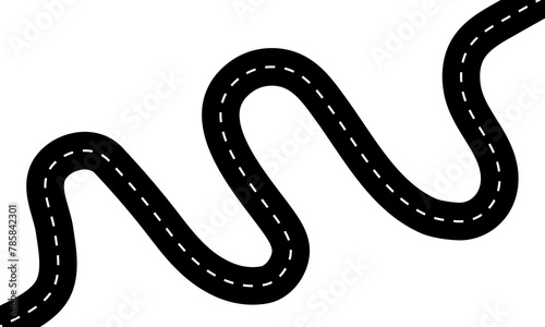 U shape or S shape curved road on Transparent background with png