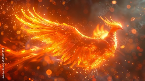 closeup bird flying air bright lights fire elemental source engine city flares mystic square fiery human torch aquiline features photo