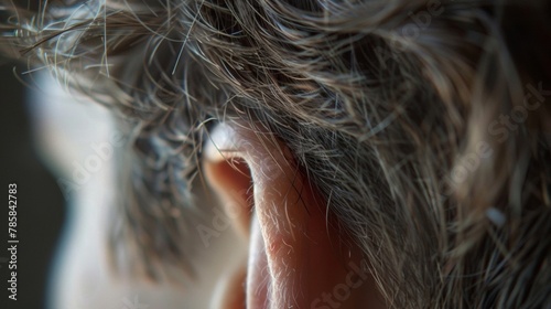 Tiny hairs peeking out from the ear each one telling a unique story. .