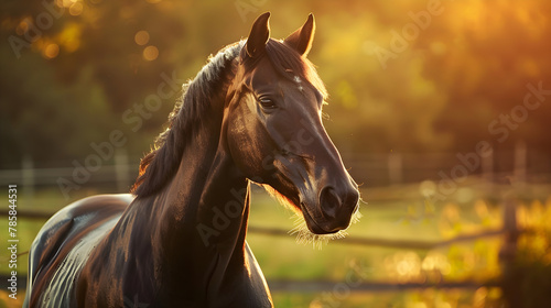 Majestic Stallion Enjoying Sunset: The Unbridled Spirit of Freedom and Gracefulness © Glen
