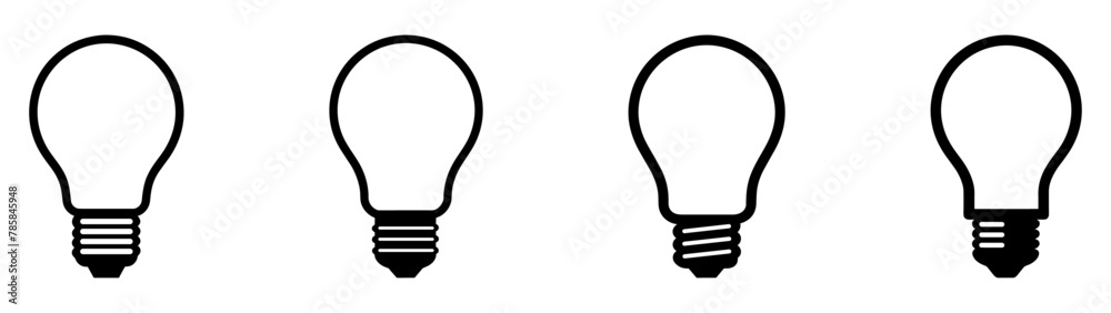 Bulb lamp icons set. Editable stroke. Bulb lamp icons set. Editable stroke.
