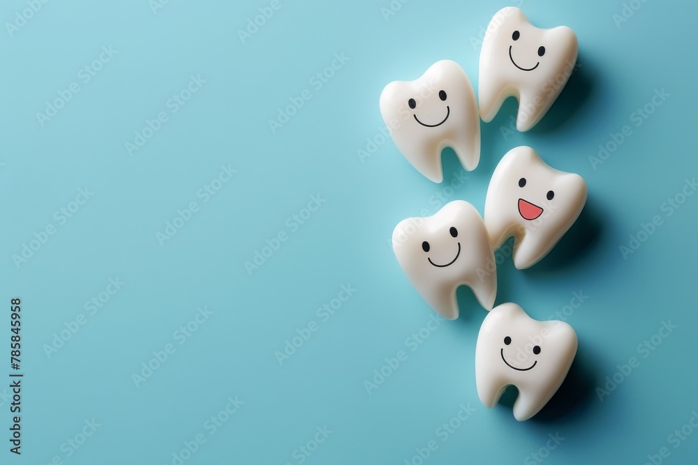 cute smiling teeth on blue background cute smiling teeth on blue background