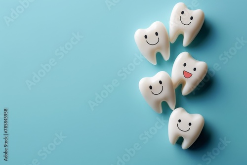 cute smiling teeth on blue background