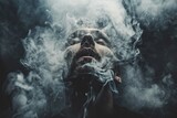 A man in the pressure is a bit high with smoke effect, Abstract man with smoke, Generative AI