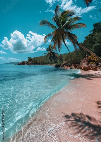 beach palm tree pink sand transparent white sarong color passages shaders dream forbidden beauty vacation