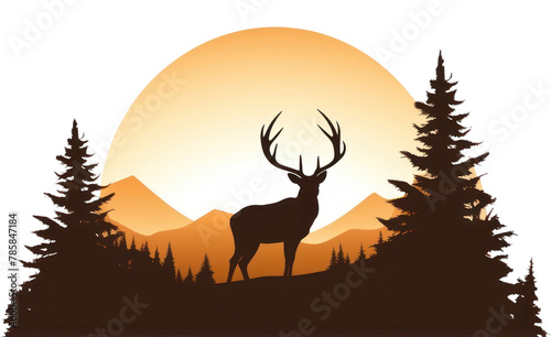 PNG Deer silhouette wildlife antler