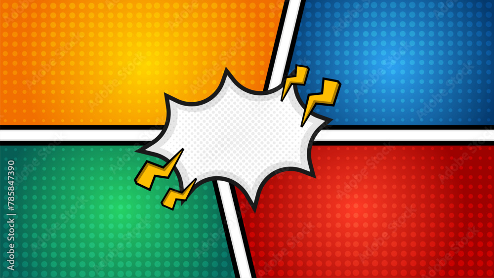 Obraz premium Colorful comic pop art style background with blank speech