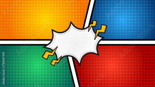 Colorful comic pop art style background with blank speech