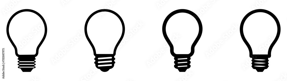 Bulb lamp icons set. Editable stroke. Bulb lamp icons set. Editable stroke.